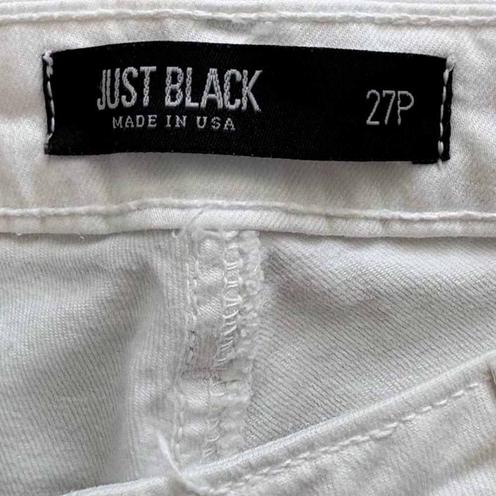 Just Black White Distressed Denim Mid Rise Skinny Jeans Size 27P Cotton Blend - Picture 6 of 8